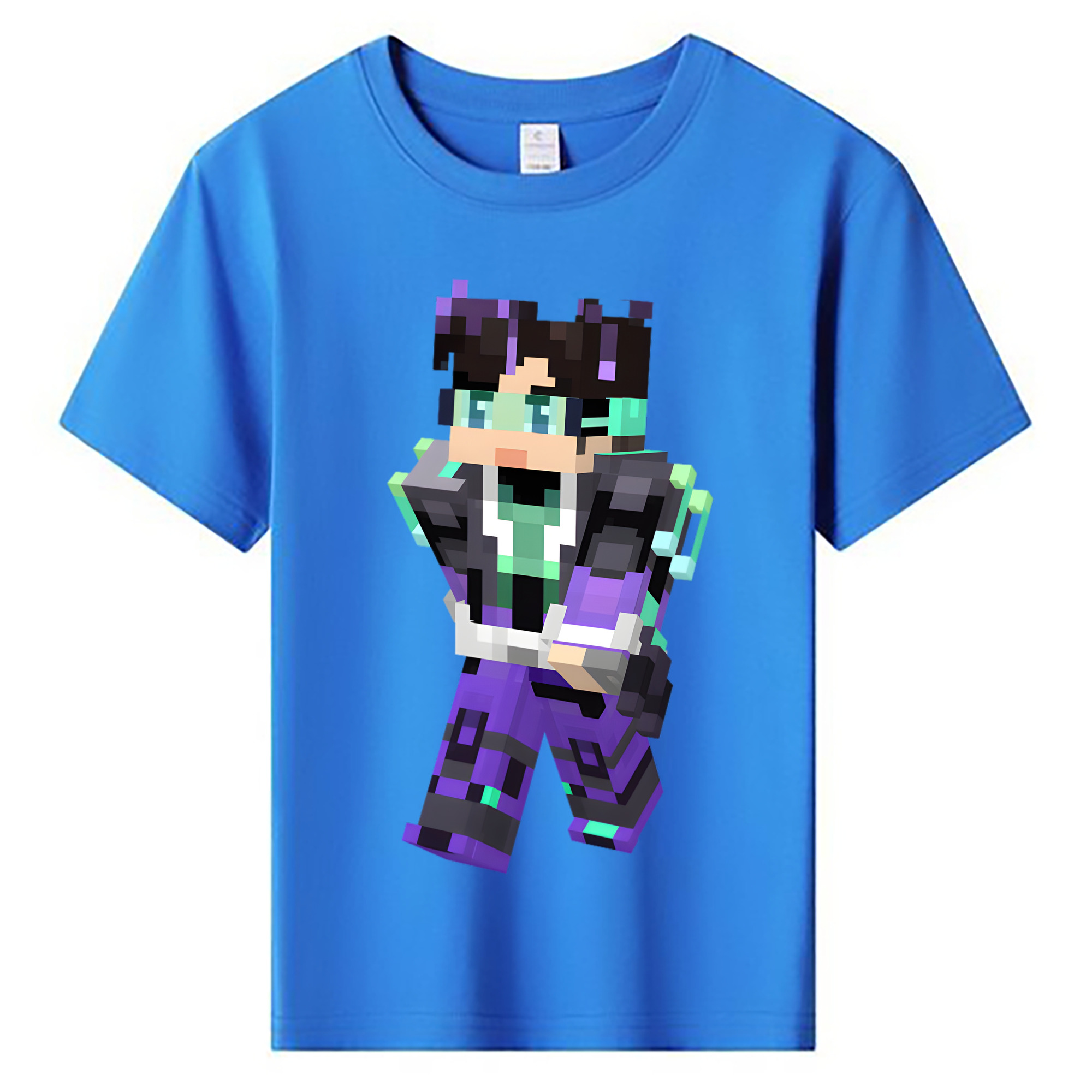 （画像用） マインクラフト ブロックの世界 Minecraft MC Block world 綿100％キッズTシャツ（フロントプリント）